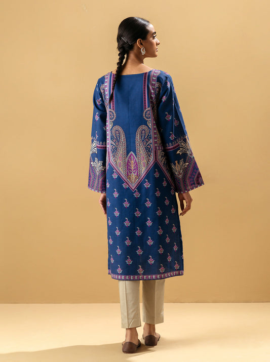 1 PIECE - PRINTED KHADDAR SHIRT - SILVER SLATE MORBAGH WN_22   