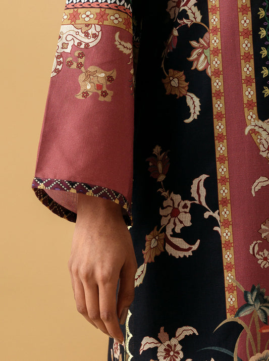 1 PIECE - PRINTED KHADDAR SHIRT - EBONY GARDEN MORBAGH WN_22   