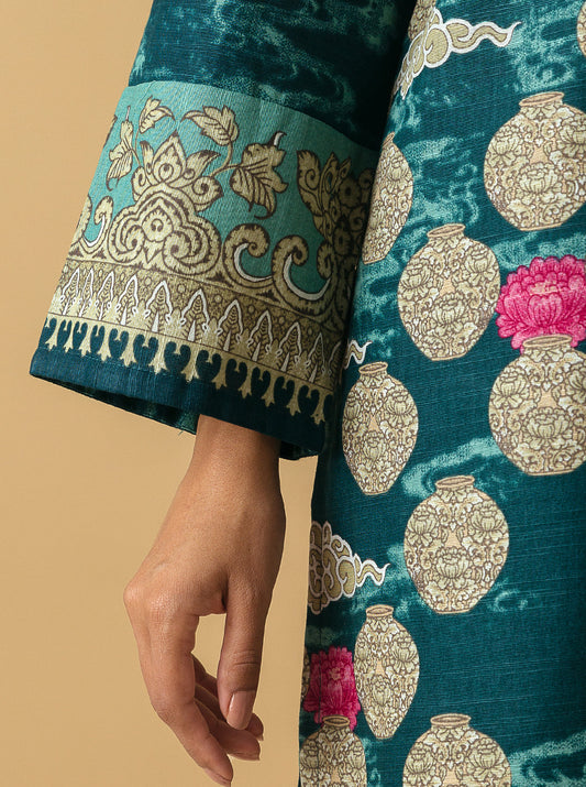 2 PIECE - PRINTED KHADDAR SUIT - EXOTIC EVERGREEN MORBAGH WN_22   