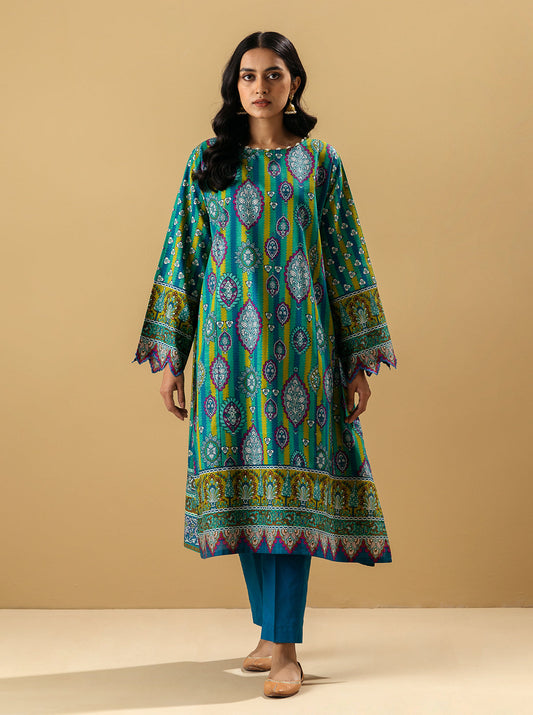 2 PIECE - PRINTED KHADDAR SUIT - PEACOCK CAINATION MORBAGH WN_22   