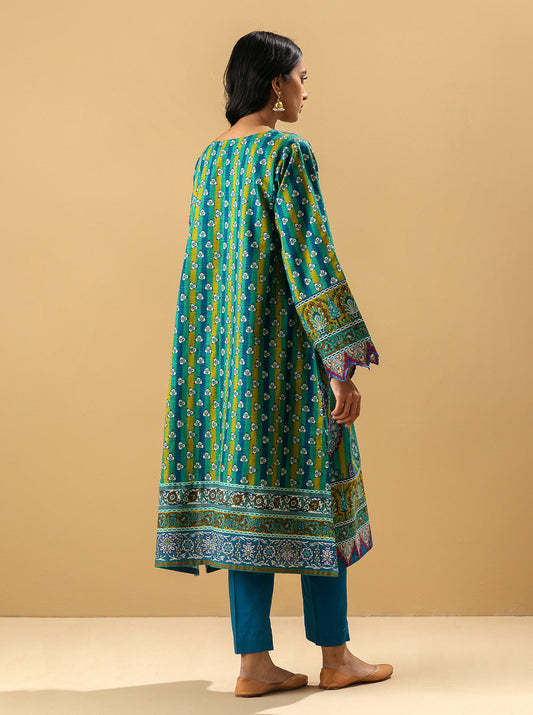 2 PIECE - PRINTED KHADDAR SUIT - PEACOCK CAINATION MORBAGH WN_22   