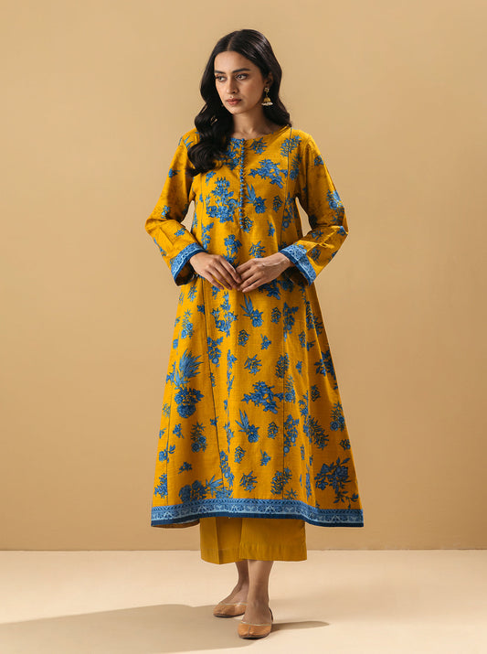 2 PIECE - PRINTED KHADDAR SUIT - MUSTARD ROBIN MORBAGH WN_22   