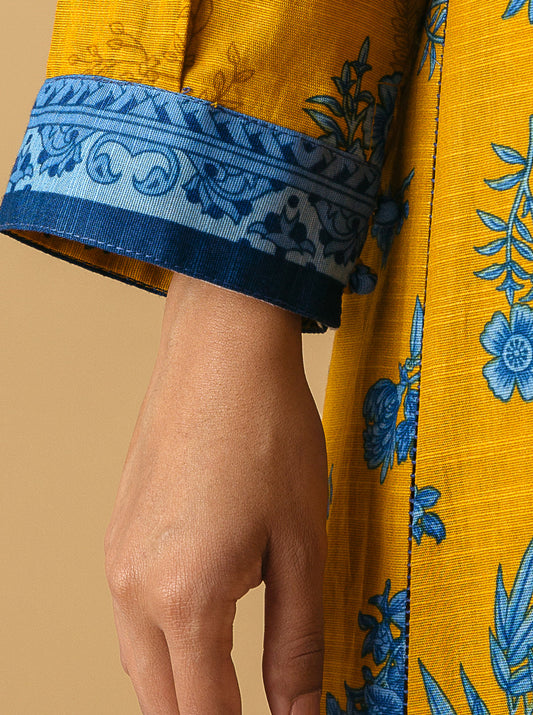 2 PIECE - PRINTED KHADDAR SUIT - MUSTARD ROBIN MORBAGH WN_22   
