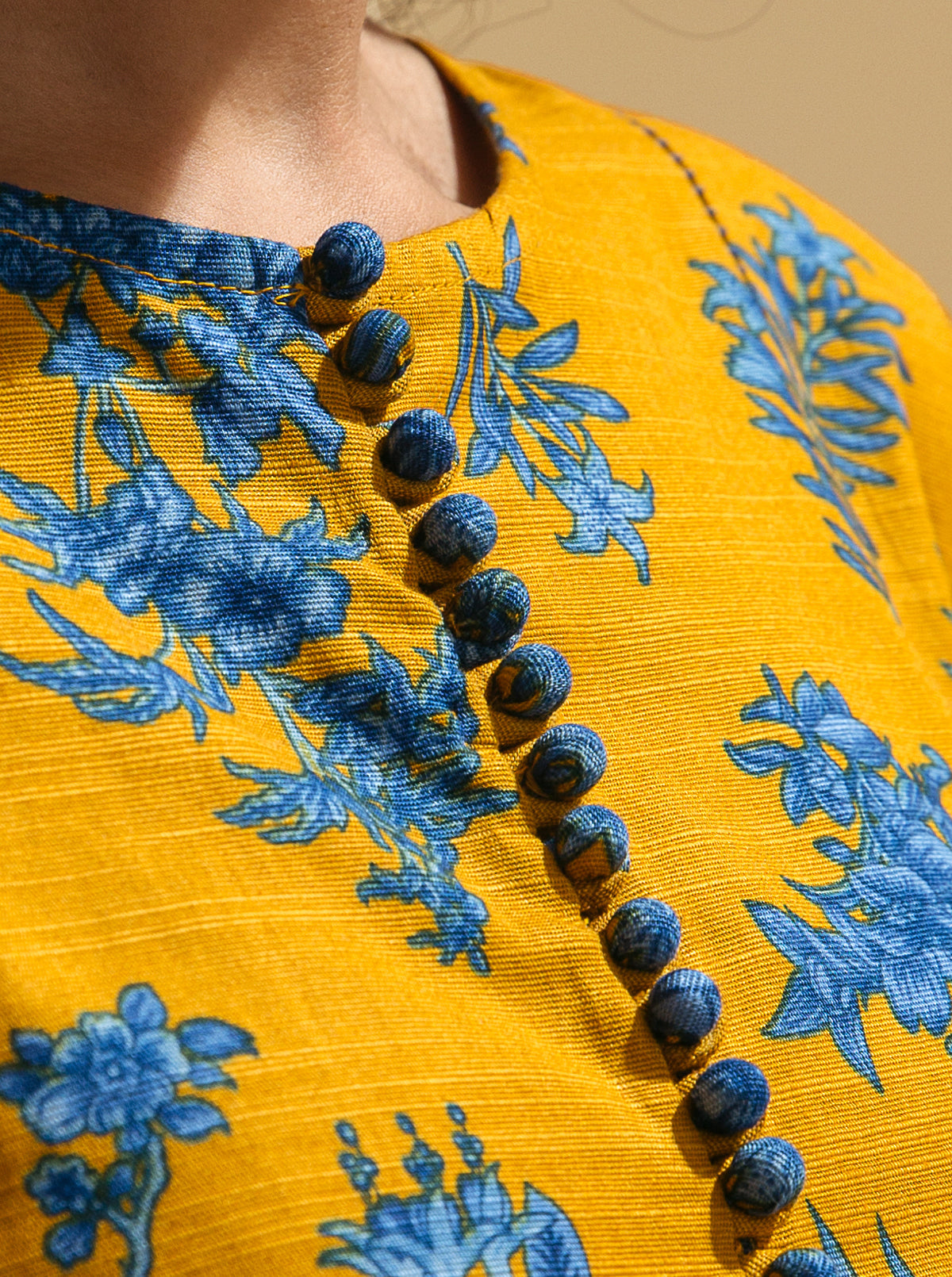 2 PIECE - PRINTED KHADDAR SUIT - MUSTARD ROBIN MORBAGH WN_22   