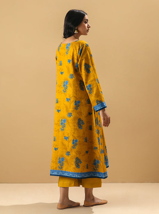 2 PIECE - PRINTED KHADDAR SUIT - MUSTARD ROBIN MORBAGH WN_22   