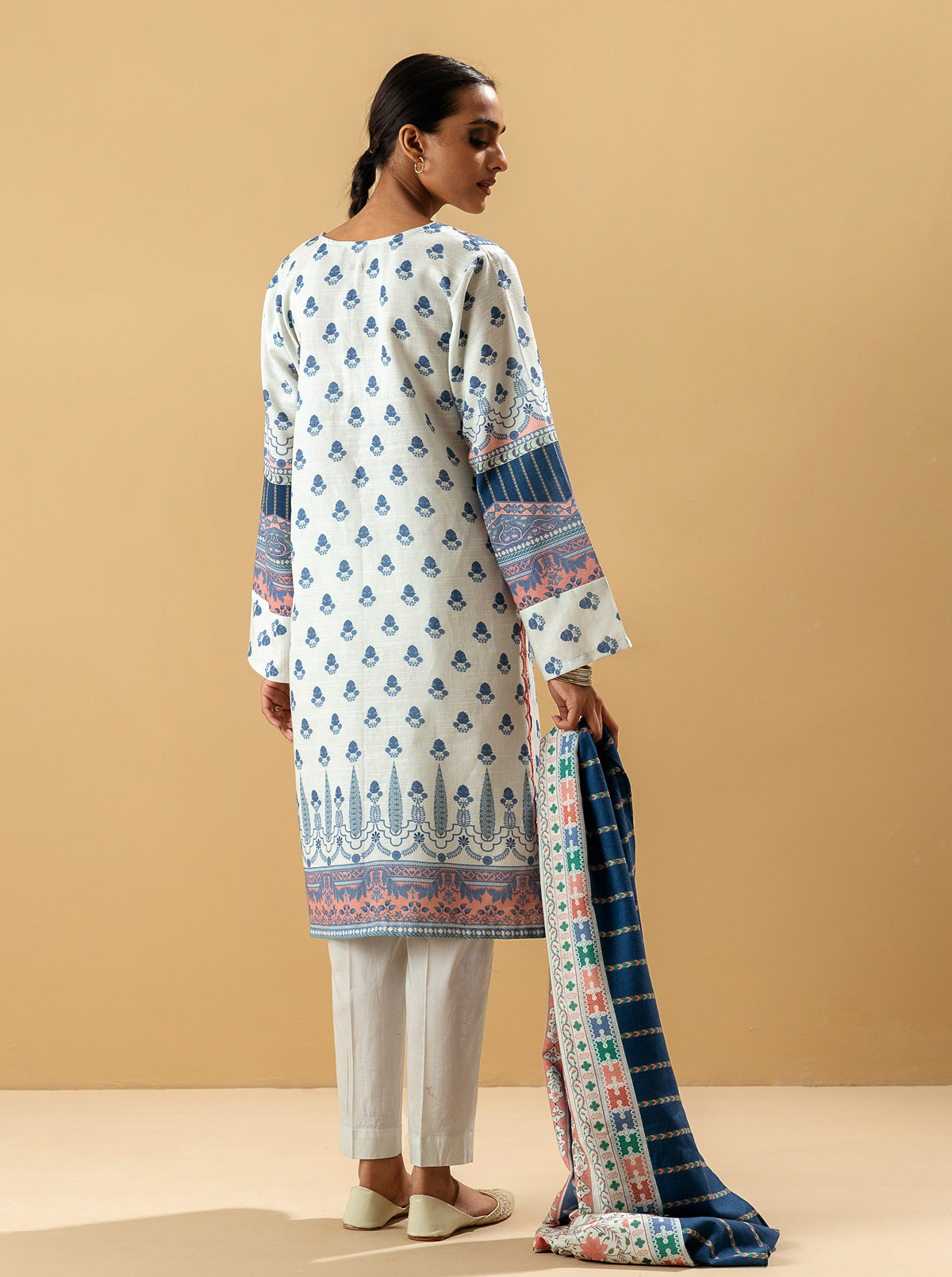 2 PIECE - PRINTED KHADDAR SUIT - EMPREM BLUE MORBAGH WN_22   
