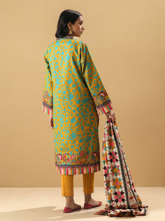 2 PIECE - PRINTED KHADDAR SUIT - YELLOW PEONIES MORBAGH WN_22   