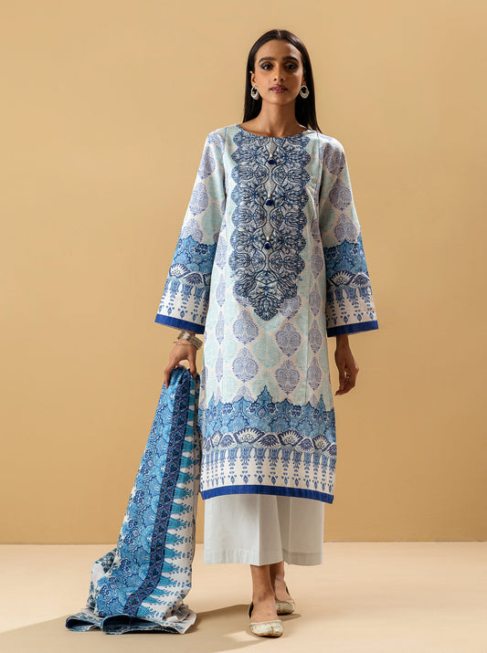 3 PIECE - EMBROIDERED KHADDAR SUIT - EARTHY  TOILE MORBAGH WN_22   