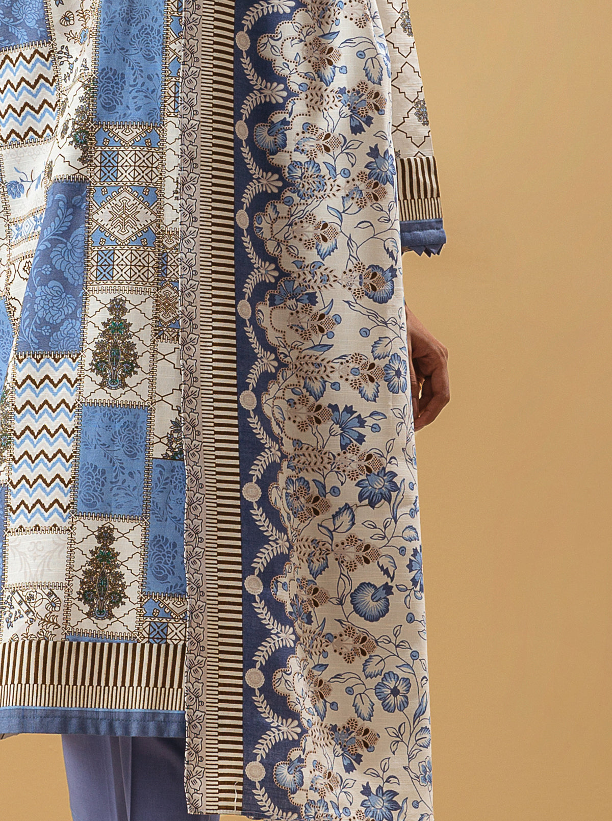 3 PIECE - PRINTED KHADDAR SUIT - PEARLED IVORY MORBAGH WN_22   