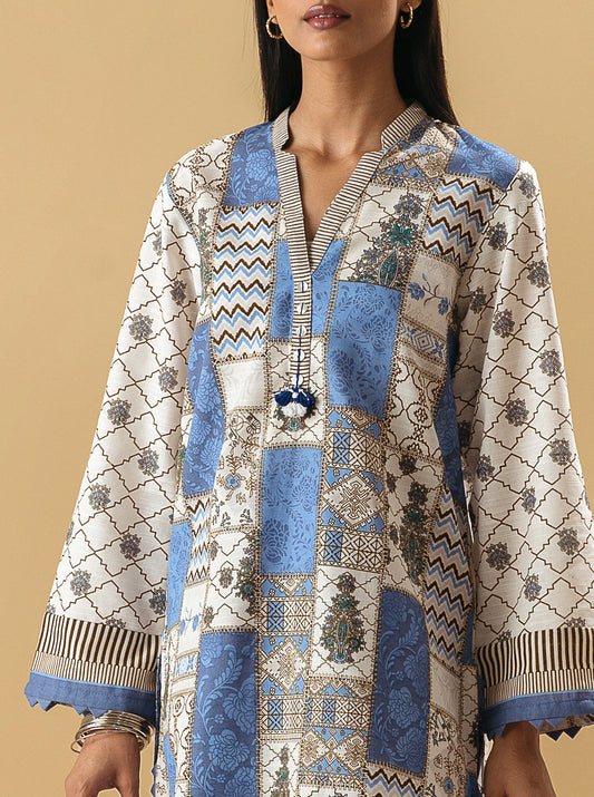 3 PIECE - PRINTED KHADDAR SUIT - PEARLED IVORY MORBAGH WN_22   