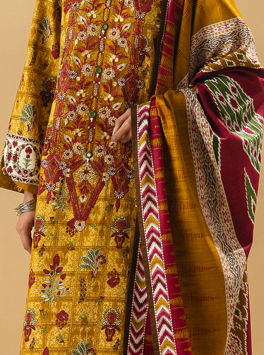 3 PIECE - EMBROIDERED KHADDAR SUIT - AMBER GARDENIA MORBAGH WN_22   