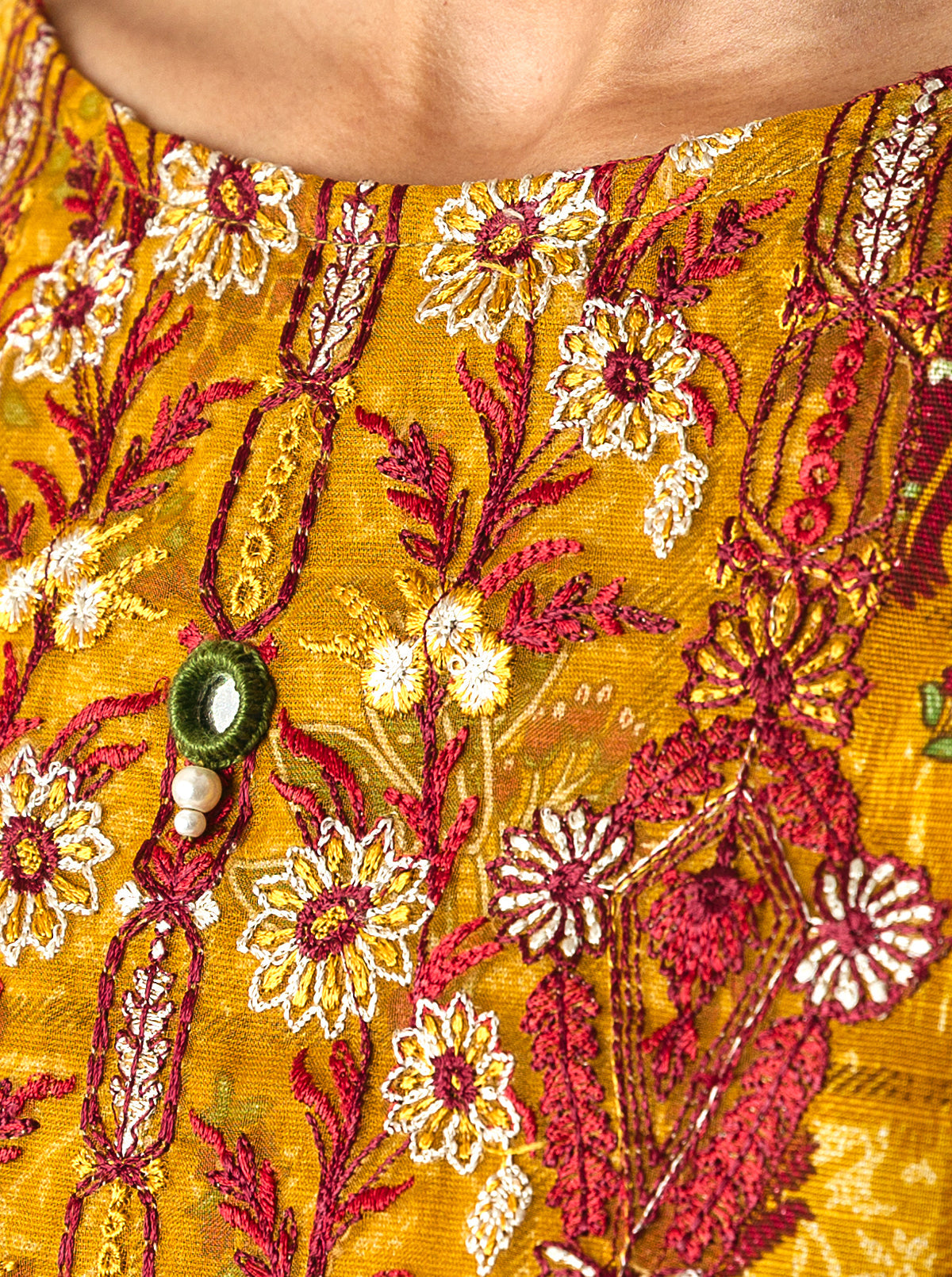3 PIECE - EMBROIDERED KHADDAR SUIT - AMBER GARDENIA MORBAGH WN_22   