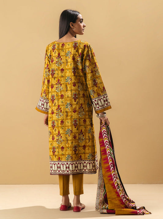 3 PIECE - EMBROIDERED KHADDAR SUIT - AMBER GARDENIA MORBAGH WN_22   