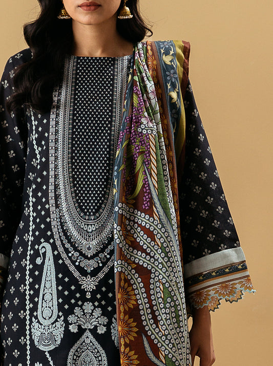 3 PIECE - PRINTED KHADDAR SUIT - DUSTY ROSE MORBAGH WN_22   