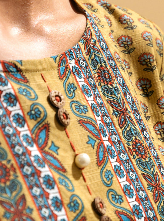 2 PIECE - PRINTED KHADDAR SUIT - GOLDEN SPRUCE MORBAGH WN_22   