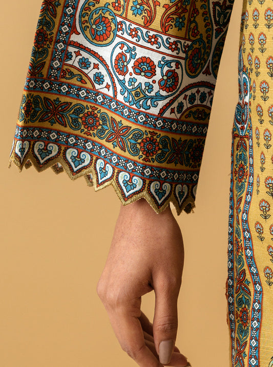 2 PIECE - PRINTED KHADDAR SUIT - GOLDEN SPRUCE MORBAGH WN_22   