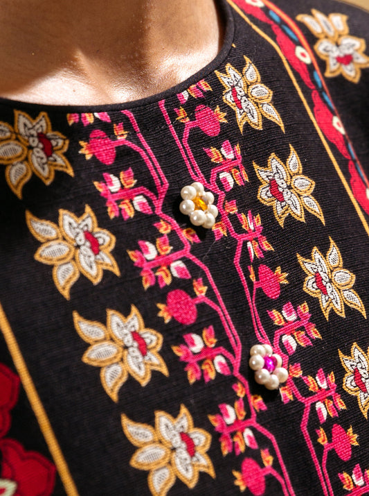 2 PIECE - PRINTED KHADDAR SUIT - BLACK FOREST MORBAGH WN_22   