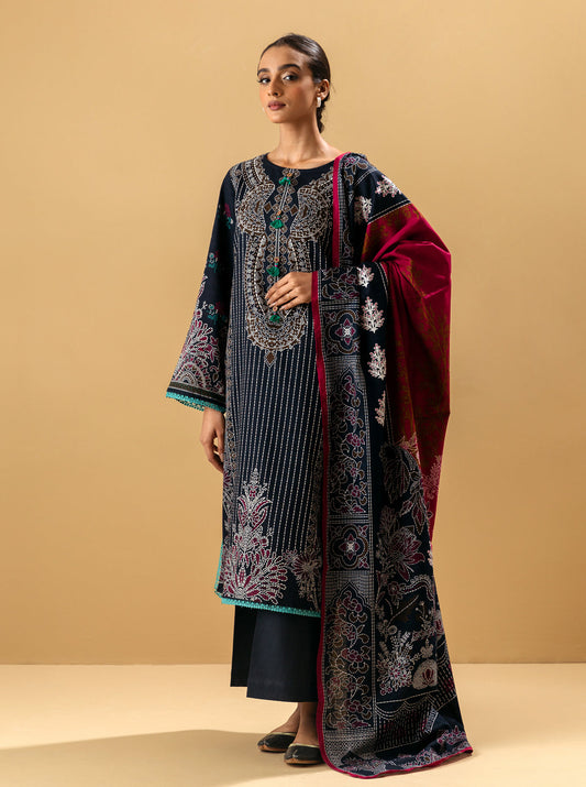 3 PIECE - PRINTED KHADDAR SUIT - DUSKY FLORID MORBAGH WN_22   