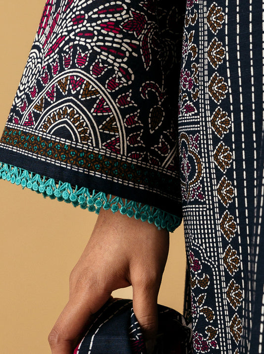 3 PIECE - PRINTED KHADDAR SUIT - DUSKY FLORID MORBAGH WN_22   