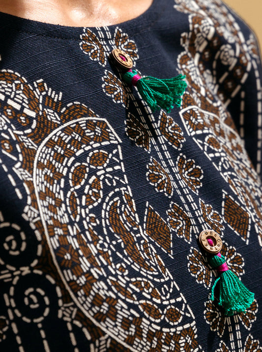 3 PIECE - PRINTED KHADDAR SUIT - DUSKY FLORID MORBAGH WN_22   