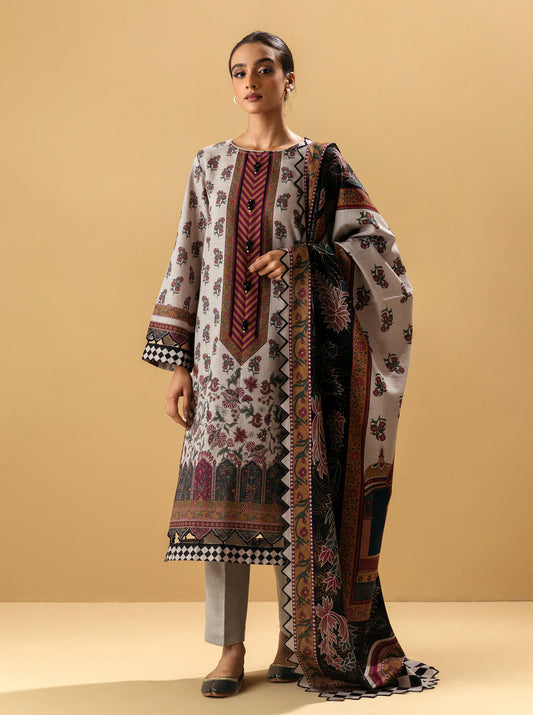 3 PIECE - PRINTED KHADDAR SUIT - CARNATION MORBAGH WN_22   