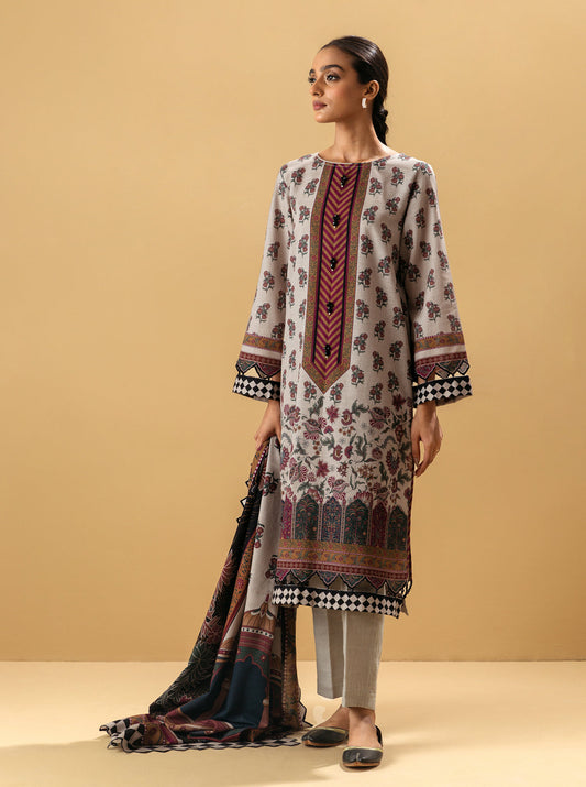 3 PIECE - PRINTED KHADDAR SUIT - CARNATION MORBAGH WN_22   