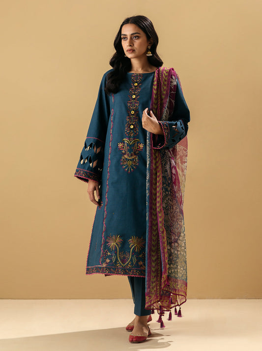 3 PIECE - EMBROIDERED KHADDAR SUIT - VEIDANT HEM MORBAGH WN_22   
