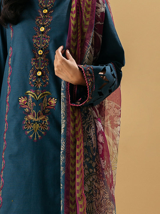3 PIECE - EMBROIDERED KHADDAR SUIT - VEIDANT HEM MORBAGH WN_22   