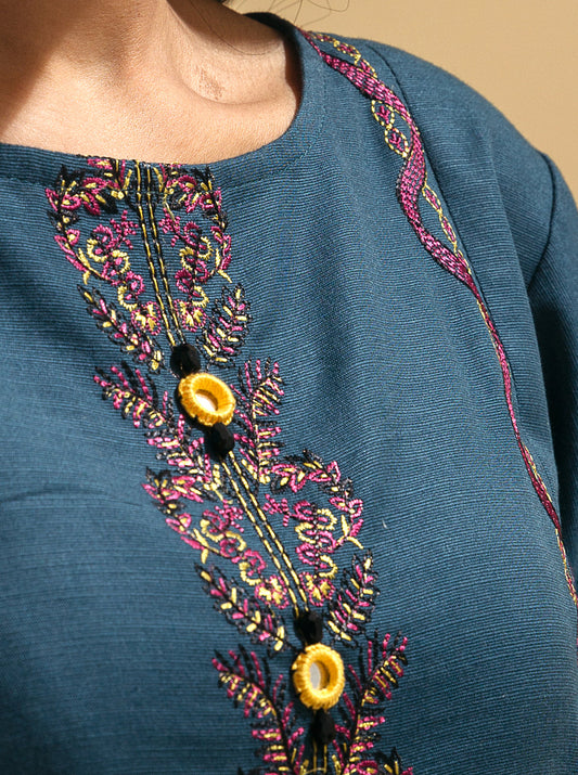 3 PIECE - EMBROIDERED KHADDAR SUIT - VEIDANT HEM MORBAGH WN_22   