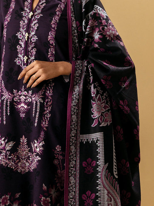 3 PIECE - EMBROIDERED KHADDAR SUIT - PLAM FLORA MORBAGH WN_22   