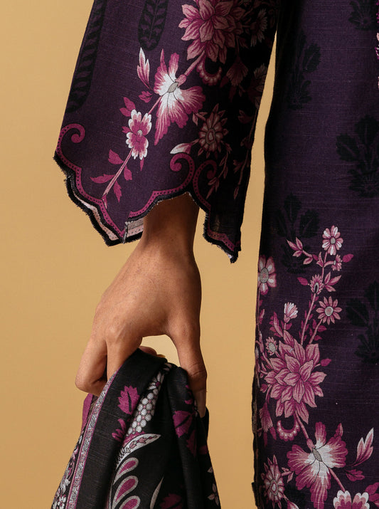 3 PIECE - EMBROIDERED KHADDAR SUIT - PLAM FLORA MORBAGH WN_22   
