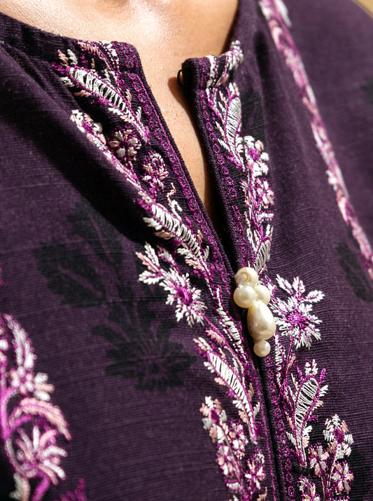 3 PIECE - EMBROIDERED KHADDAR SUIT - PLAM FLORA MORBAGH WN_22   
