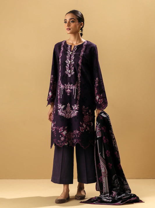 3 PIECE - EMBROIDERED KHADDAR SUIT - PLAM FLORA MORBAGH WN_22   