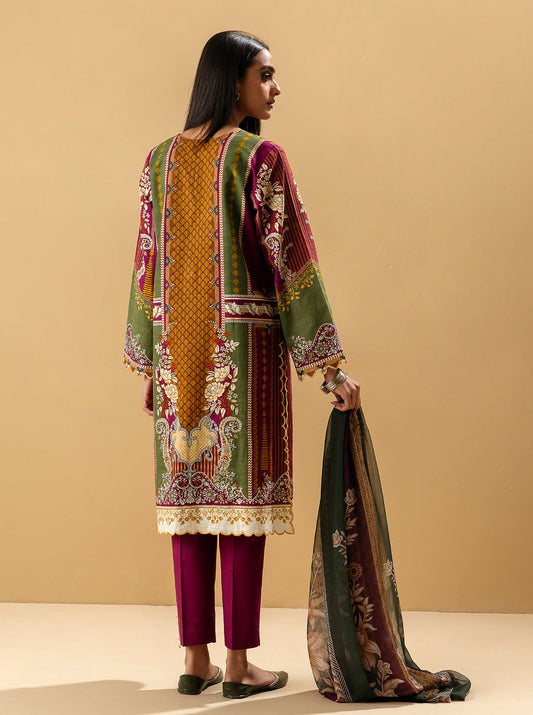 3 PIECE - EMBROIDERED KHADDAR SUIT - NEOCLASSICAL BERRY MORBAGH WN_22   