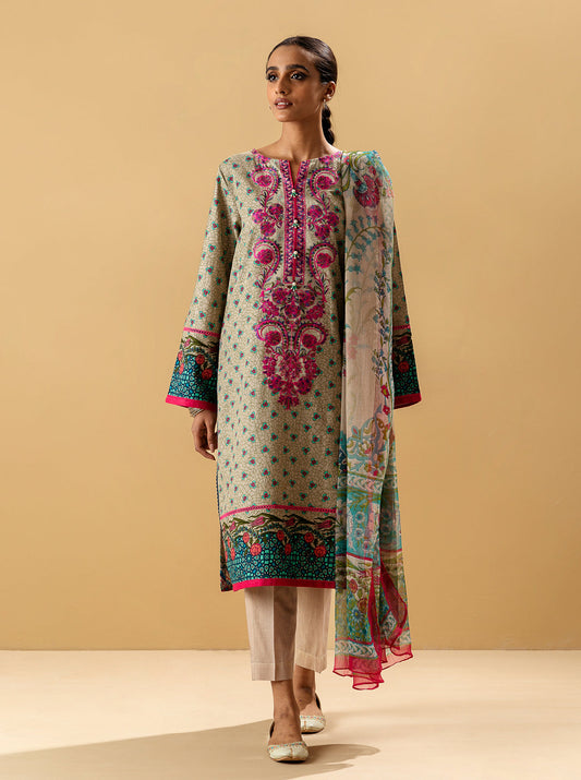 3 PIECE - EMBROIDERED KHADDAR SUIT - VERDANT MORBAGH WN_22   