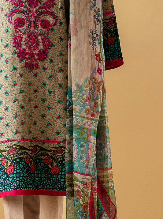 3 PIECE - EMBROIDERED KHADDAR SUIT - VERDANT MORBAGH WN_22   