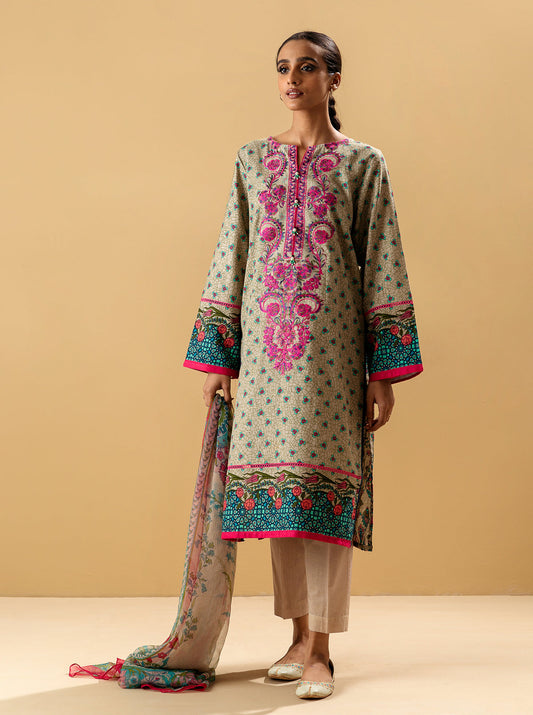 3 PIECE - EMBROIDERED KHADDAR SUIT - VERDANT MORBAGH WN_22   