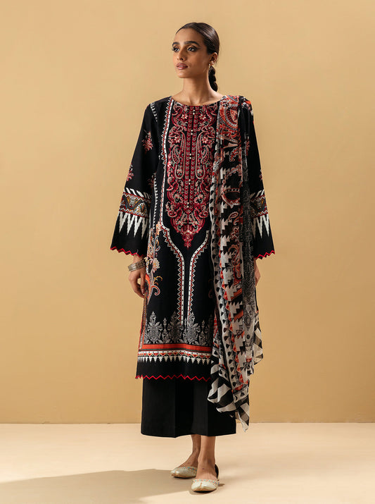 3 PIECE - EMBROIDERED KHADDAR SUIT - SMOKEY QUARTZ MORBAGH WN_22   