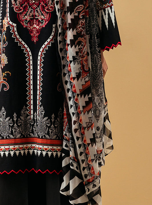 3 PIECE - EMBROIDERED KHADDAR SUIT - SMOKEY QUARTZ MORBAGH WN_22   