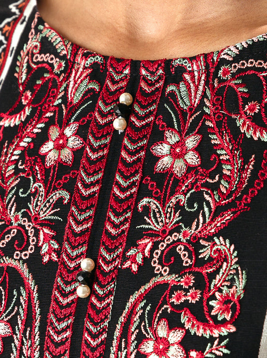 3 PIECE - EMBROIDERED KHADDAR SUIT - SMOKEY QUARTZ MORBAGH WN_22   