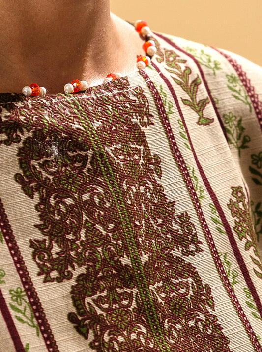 3 PIECE - PRINTED KHADDAR SUIT - TROPICAL FAWN MORBAGH WN_22   