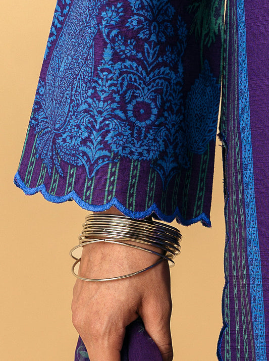 3 PIECE - PRINTED KHADDAR SUIT - MAJESTIC PLUM MORBAGH WN_22   