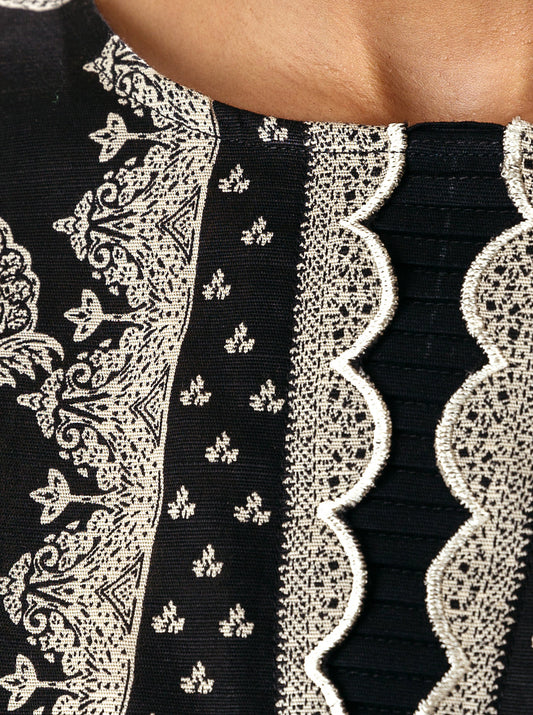 3 PIECE - PRINTED KHADDAR SUIT - DARK PAISLEY MORBAGH WN_22   