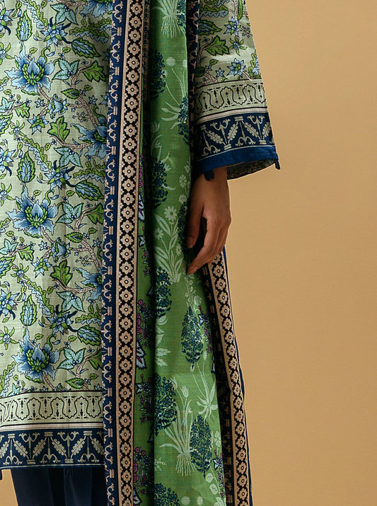 3 PIECE - PRINTED KHADDAR SUIT - VERDANT BLOOM MORBAGH WN_22   
