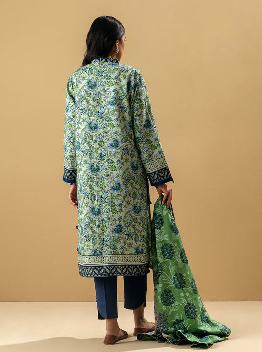 3 PIECE - PRINTED KHADDAR SUIT - VERDANT BLOOM MORBAGH WN_22   