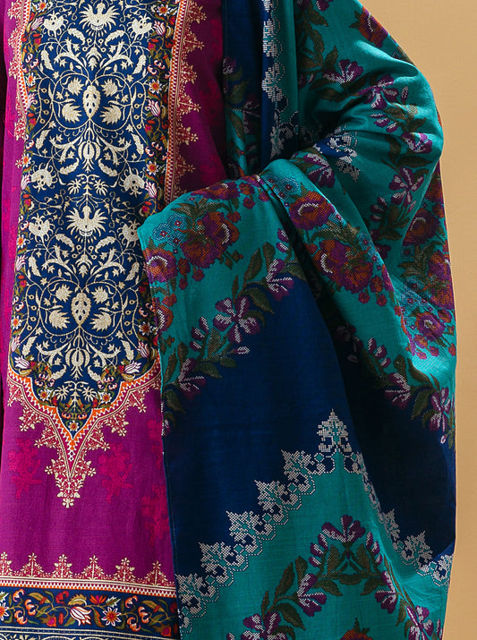3 PIECE - PRINTED KHADDAR SUIT - FLOCAL GLOIY MORBAGH WN_22   