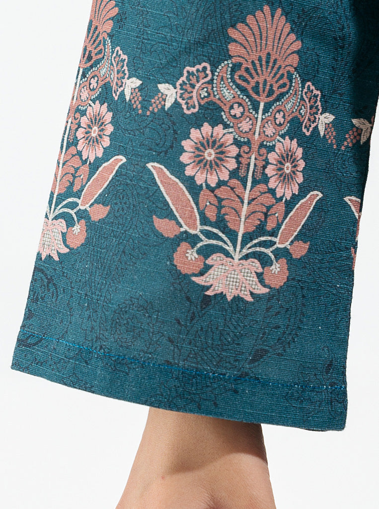 3 PIECE - PRINTED KHADDAR SUIT - ROYAL GREEN MORBAGH WN_22   