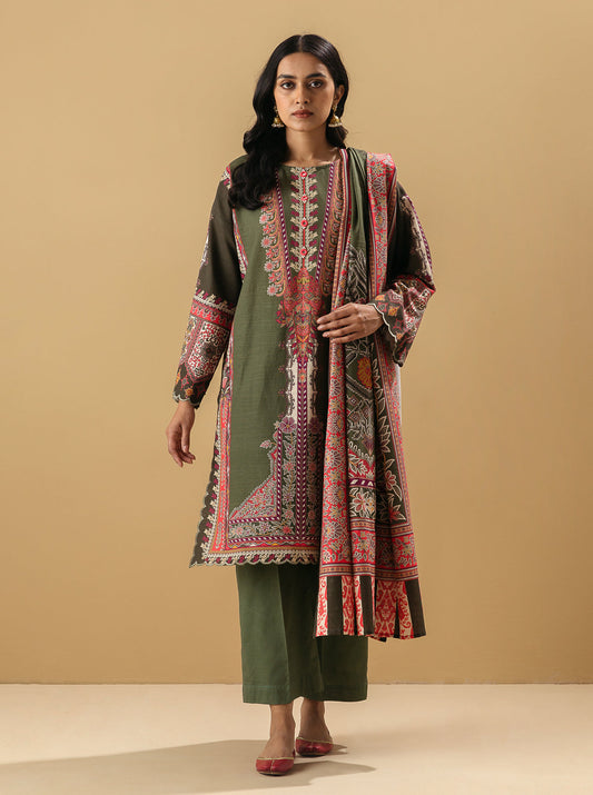 3 PIECE - PRINTED KHADDAR SUIT - MALACHITE MORBAGH WN_22   