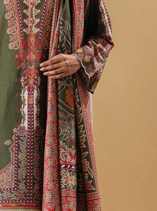 3 PIECE - PRINTED KHADDAR SUIT - MALACHITE MORBAGH WN_22   