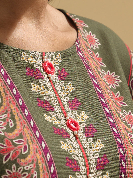 3 PIECE - PRINTED KHADDAR SUIT - MALACHITE MORBAGH WN_22   